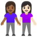 Women Holding Hands: Medium-Dark Skin Tone, Light Skin Tone emoji on Google