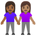 Emoji Dua wanita berpegangan tangan: ton kulit sederhana gelap dan ton kulit sederhana pada Google
