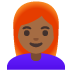Woman: Medium-Dark Skin Tone, Red Hair emoji on Google