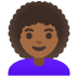 Emoji Phụ nữ: màu da tối trung bình, tóc xoăn trên Google