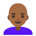 Woman: Medium-Dark Skin Tone, Bald emoji on Google