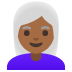Emoji Mulher: pele morena escura e cabelo branco no Google