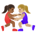 Women Wrestling: Medium-Dark Skin Tone, Medium-Light Skin Tone emoji on Google
