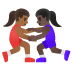 Emoji Lutteuses : peau mate et peau foncée sur Google