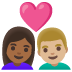 Couple with Heart: Woman, Man, Medium-Dark Skin Tone, Medium-Light Skin Tone emoji on Google