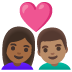 Google üzerinde Kalpli çift: kadın erkek orta koyu cilt tonu orta cilt tonu emojisi