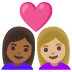 Google üzerinde Kalpli çift: kadın kadın orta koyu cilt tonu orta açık cilt tonu emojisi