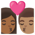 Google での 2人でキス: 女性 男性 やや濃い肌色 中間の肌色 絵文字