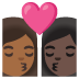 Kiss: Woman, Woman, Medium-Dark Skin Tone, Dark Skin Tone emoji on Google