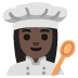 Woman Cook: Dark Skin Tone emoji on Google