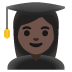 Woman Student: Dark Skin Tone emoji on Google