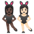 Frauen mit Hasenohren: dunkle Hautfarbe, helle Hautfarbe-Emoji auf Google