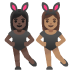 Women with Bunny Ears: Dark Skin Tone, Medium Skin Tone emoji on Google