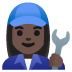 Google üzerinde Kadın tamirci: koyu cilt tonu emojisi
