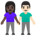 Woman and Man Holding Hands: Dark Skin Tone, Light Skin Tone emoji on Google