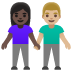 Emoji Femme et homme se tenant la main : peau foncée et peau moyennement claire sur Google