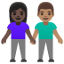 Emoji Mujer y hombre de la mano: tono de piel oscuro y tono de piel medio en Google