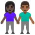 Emoji Femme et homme se tenant la main : peau foncée et peau mate sur Google