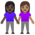 Emoji Dua wanita berpegangan tangan: ton kulit gelap dan ton kulit sederhana pada Google
