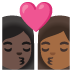 Kiss: Woman, Woman, Dark Skin Tone, Medium-Dark Skin Tone emoji on Google