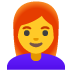 Emoji Perempuan: rambut merah pada Google