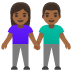 Woman and Man Holding Hands: Medium-Dark Skin Tone emoji on Google