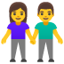 Emoji Lelaki dan wanita berpegangan tangan pada Google