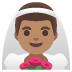 Google üzerinde Duvaklı erkek: orta cilt tonu emojisi