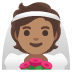 Google üzerinde Duvaklı gelin: orta cilt tonu emojisi