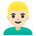 Man: Light Skin Tone, Blond Hair emoji on Google