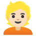 Person: helle Hautfarbe, blondes Haar-Emoji auf Google