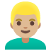 Mann: mittelhelle Hautfarbe, blond-Emoji auf Google