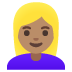 Google での 金髪の女性: 中間の肌色 絵文字