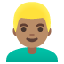Man: Medium Skin Tone, Blond Hair emoji on Google