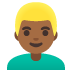 Emoji Pria berambut pirang: warna kulit gelap-sedang di Google