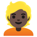Emoji Người tóc vàng hoe: màu da tối trên Google