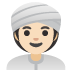 Woman Wearing Turban: Light Skin Tone emoji on Google