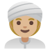 Frau mit Turban: mittelhelle Hautfarbe-Emoji auf Google