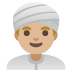 Emoji Uomo con turbante: carnagione abbastanza chiara su Google