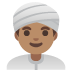 Mann mit Turban: mittlere Hautfarbe-Emoji auf Google