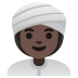 Woman Wearing Turban: Dark Skin Tone emoji on Google