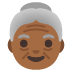 Old Woman: Medium-Dark Skin Tone emoji on Google