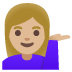 Google의 손바닥 꺾은 여자: 연한 갈색 피부 이모지