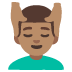 Mann, der eine Kopfmassage bekommt: mittlere Hautfarbe-Emoji auf Google
