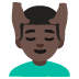Mann, der eine Kopfmassage bekommt: dunkle Hautfarbe-Emoji auf Google