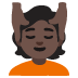 Person, die eine Kopfmassage bekommt: dunkle Hautfarbe-Emoji auf Google