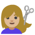 Woman Getting Haircut: Medium-Light Skin Tone emoji on Google