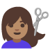 Woman Getting Haircut: Medium Skin Tone emoji on Google