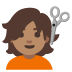 Person Getting Haircut: Medium Skin Tone emoji on Google