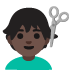 Emoji Homme qui se fait couper les cheveux : peau foncée sur Google